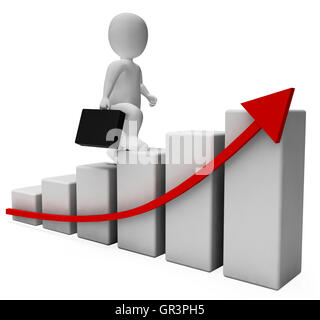 Geschäftsmann Graph Bedeutung Erfolg erfolgreiche und lukrative 3D-Rendering Stockfoto