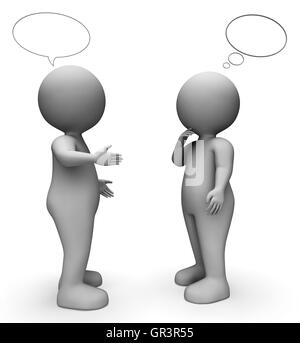 Speech Bubble anzeigt textfreiraum und Charaktere 3D-Rendering Stockfoto