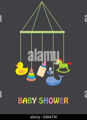 Vektor-Illustration von Baby-Dusche-Karte mit Spielzeug Stock Vektor