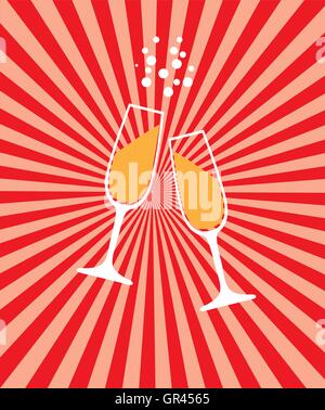 Vektor-Illustration von Sektgläser Silhouetten isoliert auf weißem Hintergrund Stock Vektor