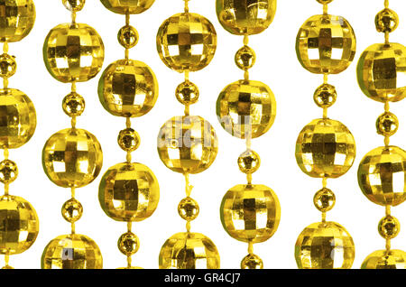 Hintergrund von einem brillanten festlichen Perlen von goldener Farbe gemacht Stockfoto