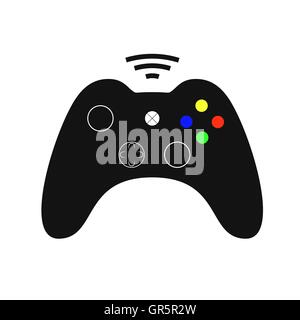 Schwarze Joystick. Einfache Spiele-Controller Abbildung. Isoliert auf weiss. Vektor. EPS 8 Stock Vektor