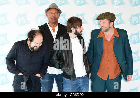 (V.l.) Ken Collard, Louis Emerick, James Buckley und Paul Kaye Ankunft am BFI Southbank, London, UKTV Live neue Saison starten. Stockfoto