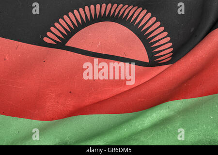 3D-Rendering ein alt und schmutzig Republik Malawi Flagge winken Stockfoto