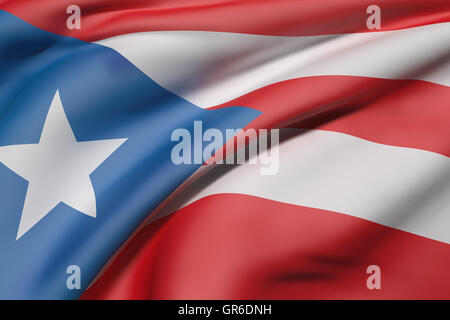 3D-Rendering des Commonwealth von Puerto Rico Flagge winken Stockfoto