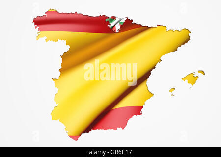 3D Darstellung der Karte Baskenland mit Flagge von Spanien Stockfoto