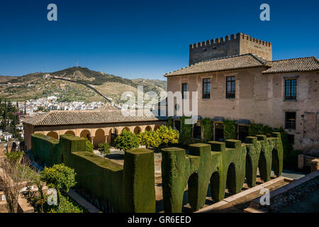 Granada, Spanien - 24. März 2008 - The Generalife Gärten der Alhambra-Palast in Granada, Andalusien Provinz, Spanien Stockfoto