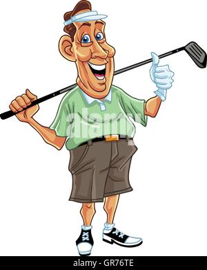 Golfer-Mann-Cartoon-Vektor-Illustration Stock Vektor