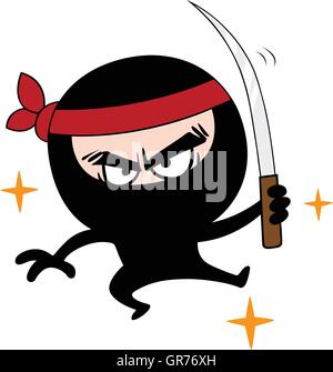 Ninja Cartoon Charakter Design Vektor Stock Vektor