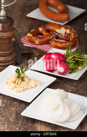 Bayerische Brotzeit Stockfoto