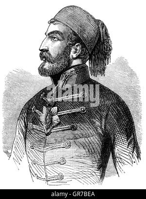 Omar Pascha Latas (1806 – 1871) war ein osmanischer general und Gouverneur. Er war zunächst ein österreichischer Soldat, aber angesichts der Vorwurf der Veruntreuung in osmanischen Bosnien geflohen und konvertierte zum Islam, trat die osmanischen Armee, wo er schnell in Reihen stieg. Er war ein Kommandant im Krimkrieg, wo er gewann hervorragende Siege bei Silistra und Eupatoria und nahm an der Belagerung von Sewastopol. Stockfoto