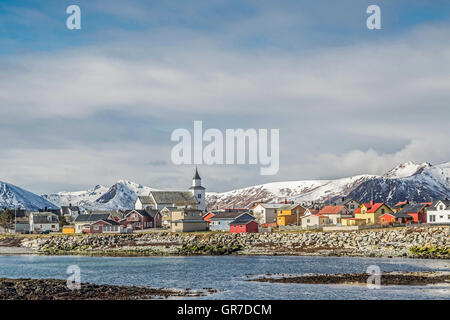 Die Insel Andøya, hier ist die Insel S Main Dorf Andenes im Norden die meisten alle Vesteralen Inseln Stockfoto