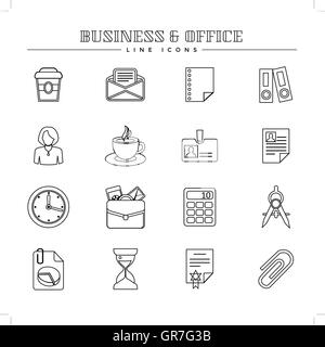 Business und Office, stellen Linie icons Stock Vektor