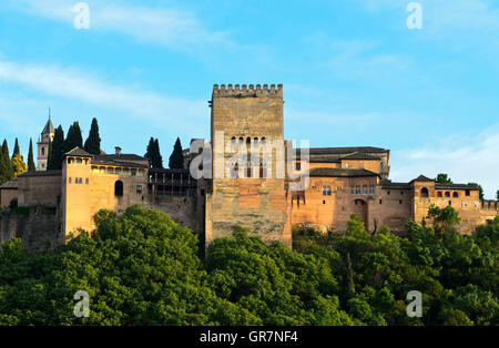 Palacios Nazaries, Alhambra auf Sabikah Hügel, UNESCO-Weltkulturerbe, Granada, Spanien Stockfoto