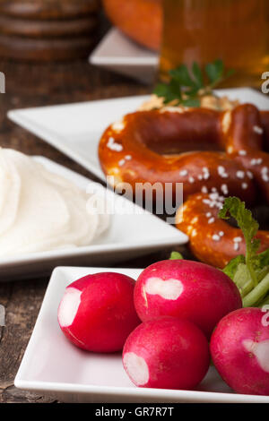 Bayerische Brotzeit Stockfoto