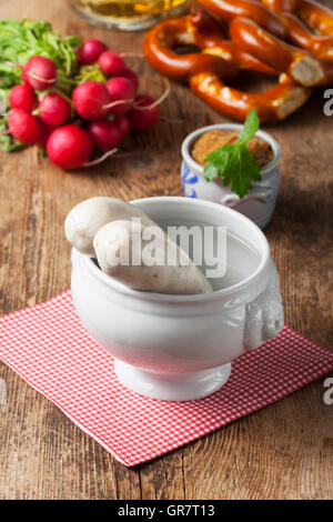 Bayerische Weißwurst Stockfoto