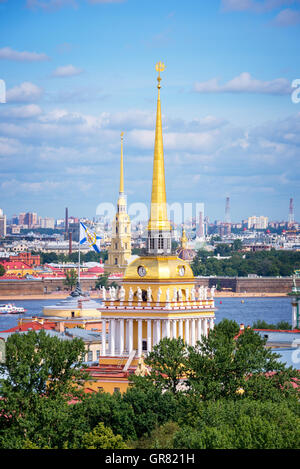 Luftaufnahme der Admiralität, St Petersburg, Russland Stockfoto