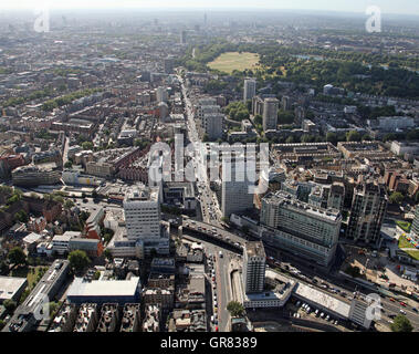 Luftaufnahme, Blick nach Süden auf der A5 Edgware Road, London von der A4 nach Hyde Park Corner, UK Stockfoto