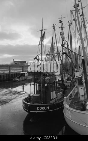 Krabben-Boot 1965 Dorum Stockfoto