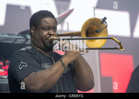 Kool Amp die Bande bei Pori Jazz 2015 Stockfoto