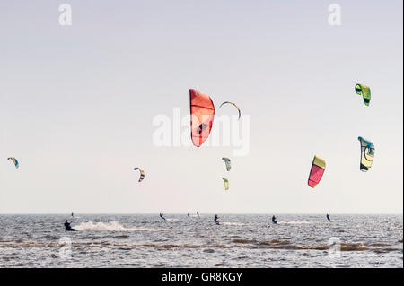 Eindruck von der Kitesurf World Cup In St. Peter-Ording, Deutschland, August 21-30 2015 Stockfoto