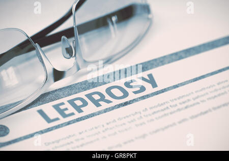 Diagnose - Lepra. Medizinisches Konzept. 3D Illustration. Stockfoto