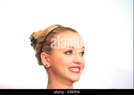 Richard Lugner präsentiert seine Oper Ball Gast 2015, mit Cathy Schmitz Stockfoto