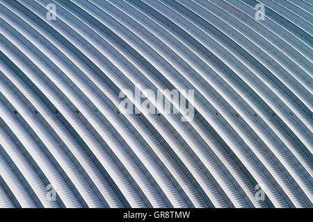 Kurve Blatt Aluminiumdach, Fabrikdach Stahl Stockfoto