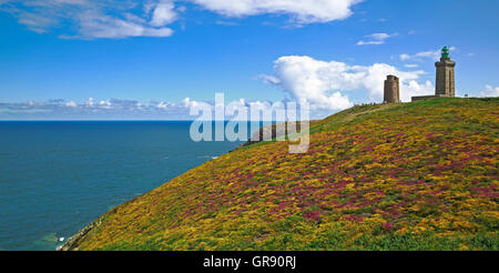 Leuchtturm Cap Frehel, Bretagne, Frankreich Stockfoto