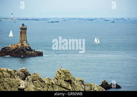 Leuchtturm Pointe Du Raz, Bretagne, Frankreich Stockfoto