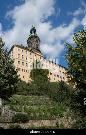 Das Schloss Heidecksburg In Rudolstadt, mit Blick auf Burg Turm von der Altstadt entfernt, Thüringen, Deutschland Stockfoto