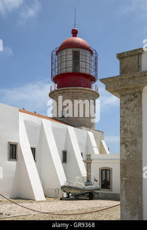 Leuchtturm am Cabo De Sao Vicente, Algarve, Portugal, Europa Stockfoto