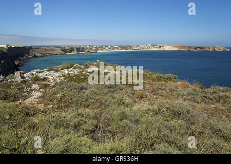 Strand, Praia Da Mareta, Sagres, Algarve, Portugal, Europa Stockfoto