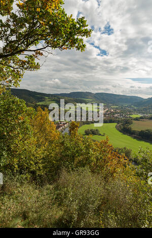 Saaletal-Tal In Kaulsdorf im Herbst, Saalfeld-Rudolstadt, Thüringen, Deutschland, Europa Stockfoto