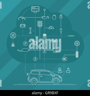 Internet der Dinge für das Auto Stock Vektor