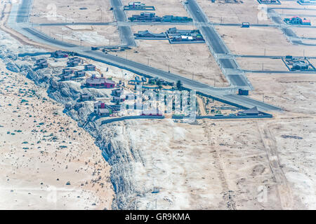 Neue Siedlung Swakop River, Swakopmund, Namibia, Luftbild Stockfoto