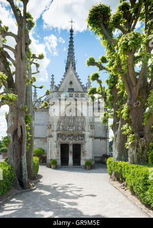 Hubertus Kapelle Schloss Amboise Grab von Leonardo Da Vinci Fluss Loire-Frankreich Stockfoto