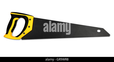 Handsäge isoliert auf weißem Hintergrund Stockfoto