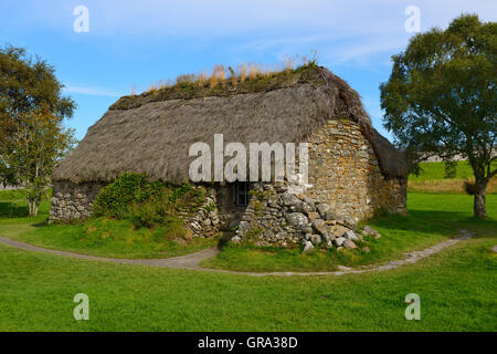 Alte Leanach Cottage bei Culloden Schlachtfeld Culloden Moor, in der Nähe von Inverness, Highland, Schottland Stockfoto