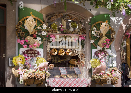 Bäckerei, Riquewihr, Elsass, Departement Haut-Rhin, Frankreich, Europa Stockfoto