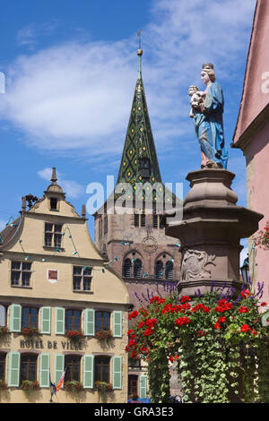 Rathaus, Turckheim, Departemant Haut-Rhin, Elsass, Frankreich, Europa Stockfoto