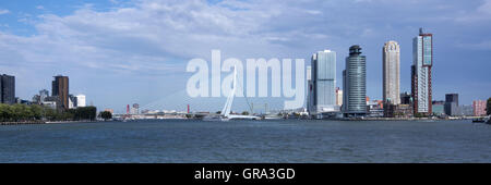 Panoramablick, Erasmus-Brücke, Erasmusbrücke, Rotterdam, die Niederlande, Europa Stockfoto