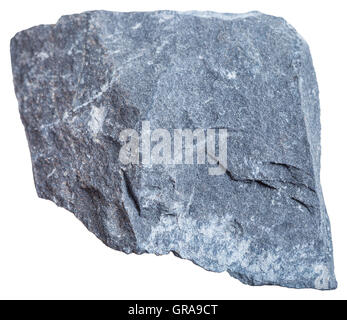 Makroaufnahmen von Sedimentgestein Proben - Tonschiefer (Tonstein) Stein isoliert auf weißem Hintergrund Stockfoto