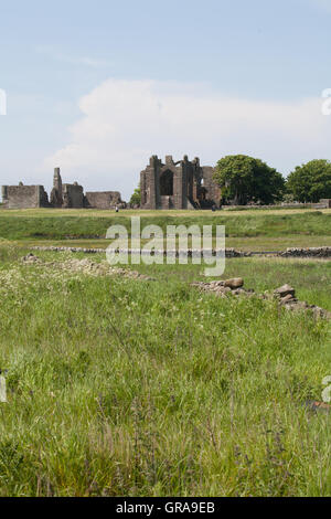 Lindisfarne Priory auf Holy Island Northumberland Großbritannien Stockfoto