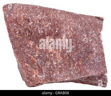 Makroaufnahmen von metamorpher Felsen Proben - rotem Marmor Stein isoliert auf weißem Hintergrund Stockfoto