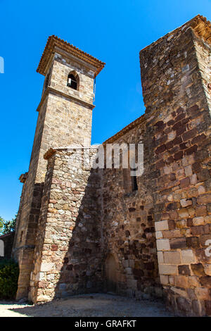 Detail der Eglise Saint-Baudile bei Montouliers in Frankreich Stockfoto