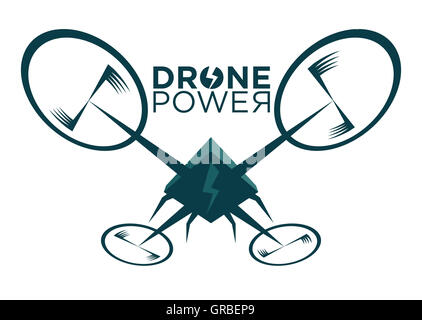 Illustration der stilisierten Drohne mit Blitz Stockfoto