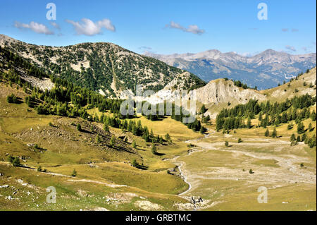 Malerischen Berglandschaft in der Nähe von Pass Cayolle, Französische Alpen, Frankreich Stockfoto