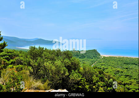 Typische Landschaft der Maremma mit Wachtürmen, südliche Toskana, Acient Bauernland, zurück von Natur, Italien, Mittelmeer erobert Stockfoto