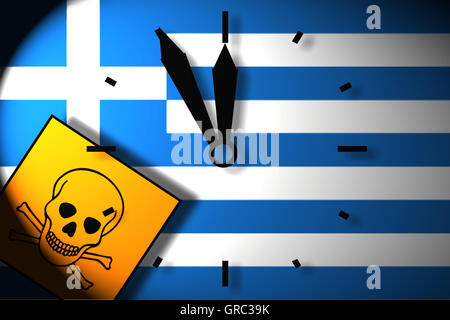 Griechische Flagge mit dem Verkehr melden gefährlicher Güter Stockfoto